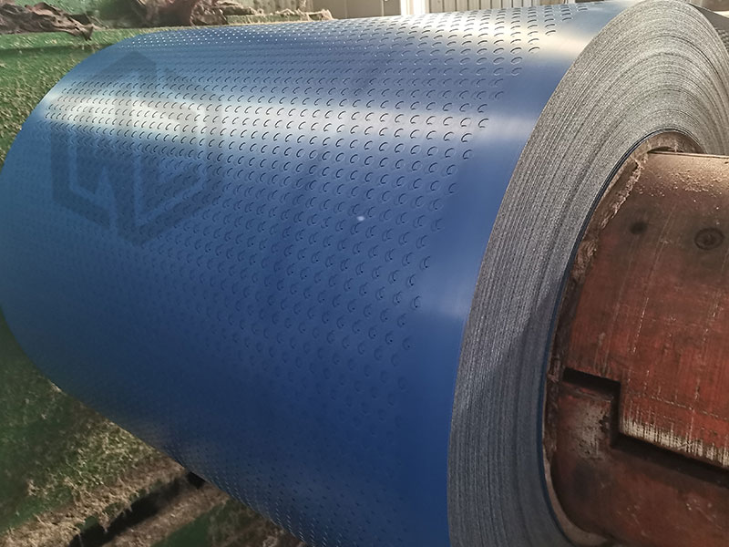 Lamina Galvanizada Perforada Pintada Azul en Rollo