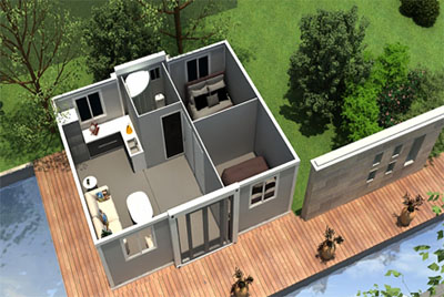 Distribución de la Casa Contenedor Expandible 20 Pies
